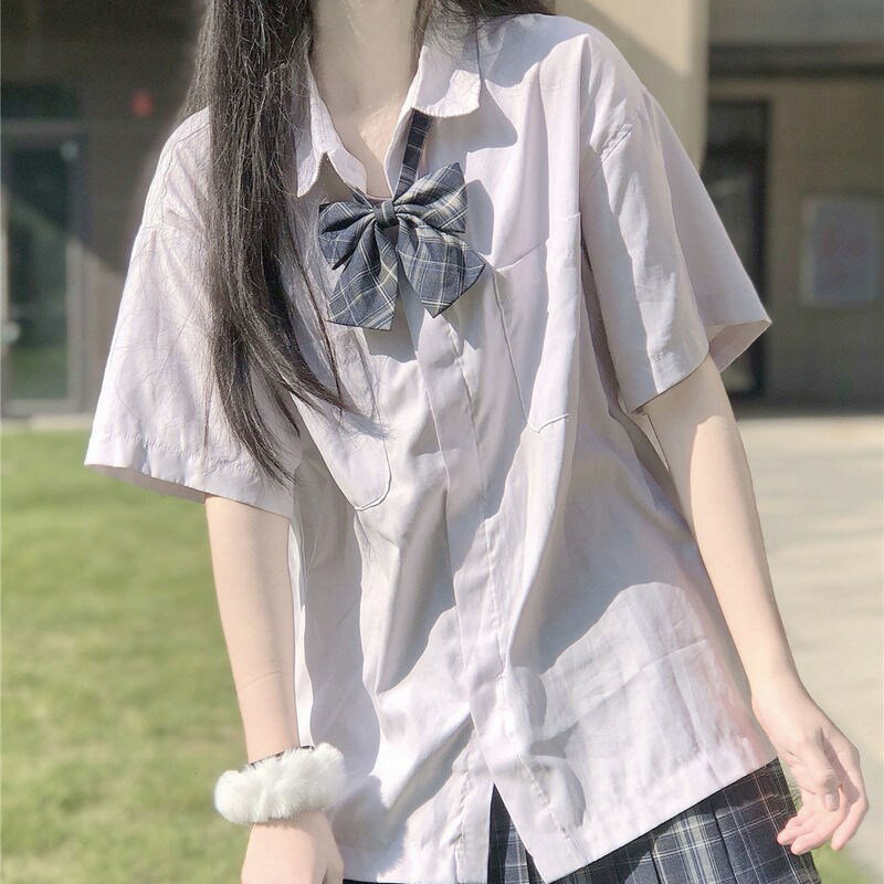 jk制服外套短袖襯衫女學生韓版寬松夏季中長款上衣日系襯衣女白色