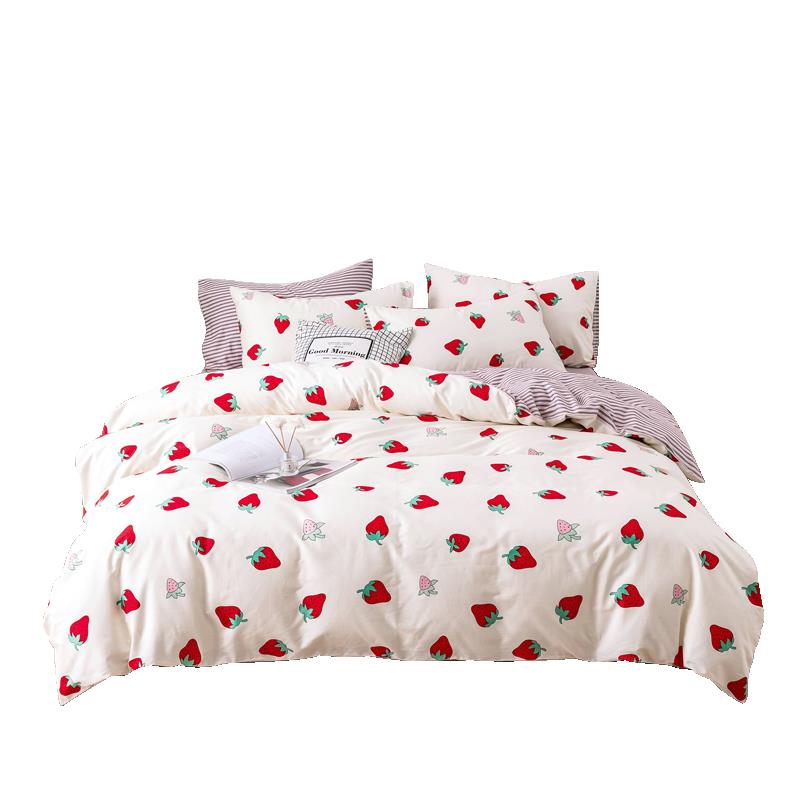 全棉四件套純棉水洗棉床上用品被套床單被罩簡約雙人網紅韓式套件