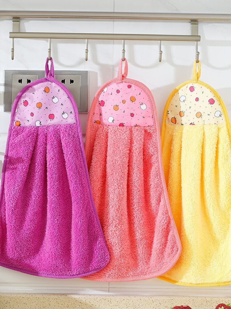 擦手巾可掛式加厚毛巾長方形卡通抹手布衛生間廚房家務清潔巾