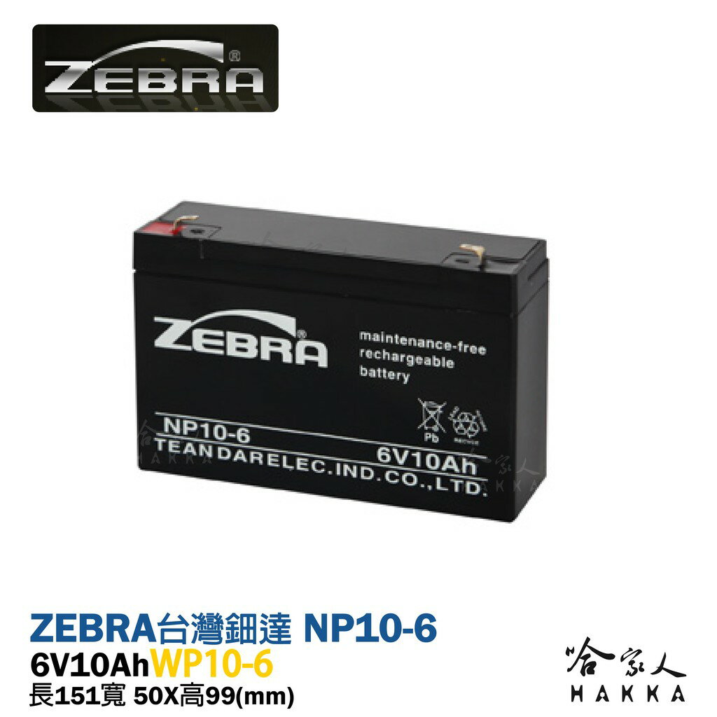 ZEBRA 斑馬電池 WP10-6 NP 6V 10Ah UPS 不斷電系統 電動 玩具車 磅秤電池 密閉式電池 哈家人【樂天APP下單最高20%點數回饋】
