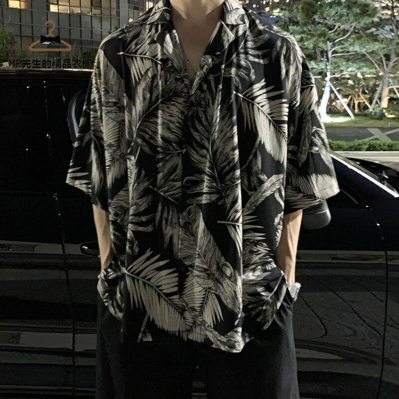 襯衫 短袖襯衫 花襯衫 休閒襯衫 夏天上衣 短袖 大尺碼襯衫 復古襯衫 寬鬆花襯衫 夏威夷碎花短袖襯衫男百搭