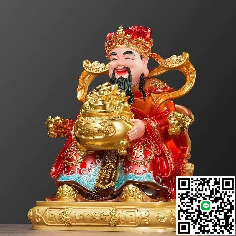 新款樹脂仿銅彩財神爺神像佛像擺件家用店鋪辦公室招財供奉擺件
