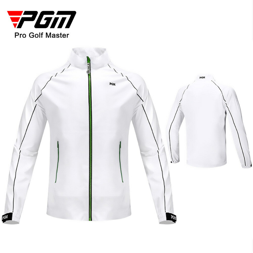 【元素運動】PGM 高爾夫男士長袖風衣/外套 立領保暖 防風防雨 白色