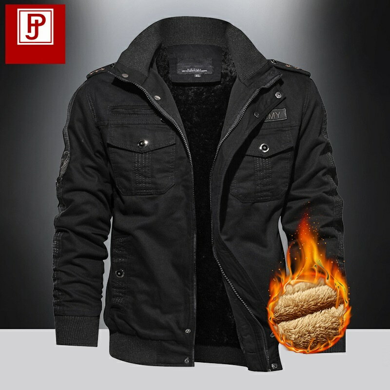 【巴黎精品】現貨+預購 軍裝外套復古工裝古著-棉質加絨修身工裝男夾克3色a1hg52