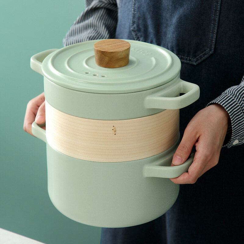 一件代發新中式陶瓷蒸鍋耐高溫明火家用湯鍋多功能疊鍋