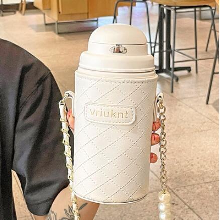 保溫杯女士高顏值大容量高階簡約ins原宿風水杯精緻高階吸管杯子 年終特惠
