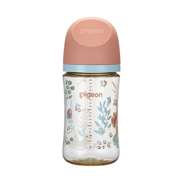 【愛吾兒】貝親Pigeon 第三代母乳實感寬口彩繪款PPSU奶瓶240ml-兔子花園(M奶嘴)