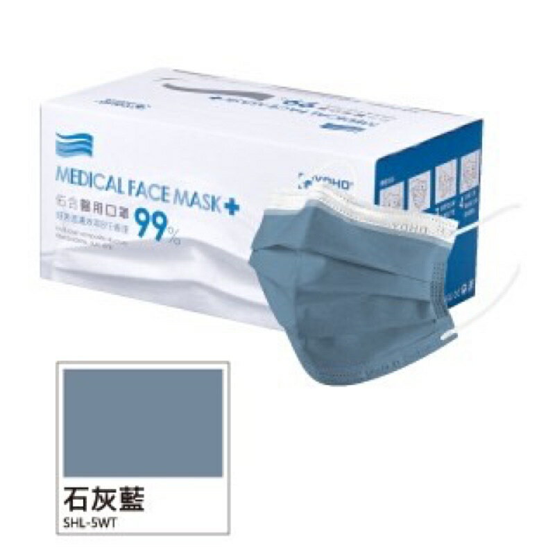 實體藥局✅ 佑合 平面醫療口罩 成人 兒童口罩 墨藍迪色 50入 盒 醫用口罩 平面口罩 6
