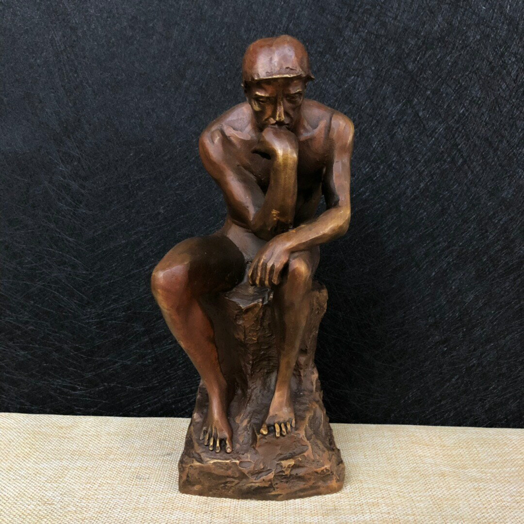 仿古純銅冷鑄銅思考者模型復古創意人物擺件家居飾品酒吧擺件