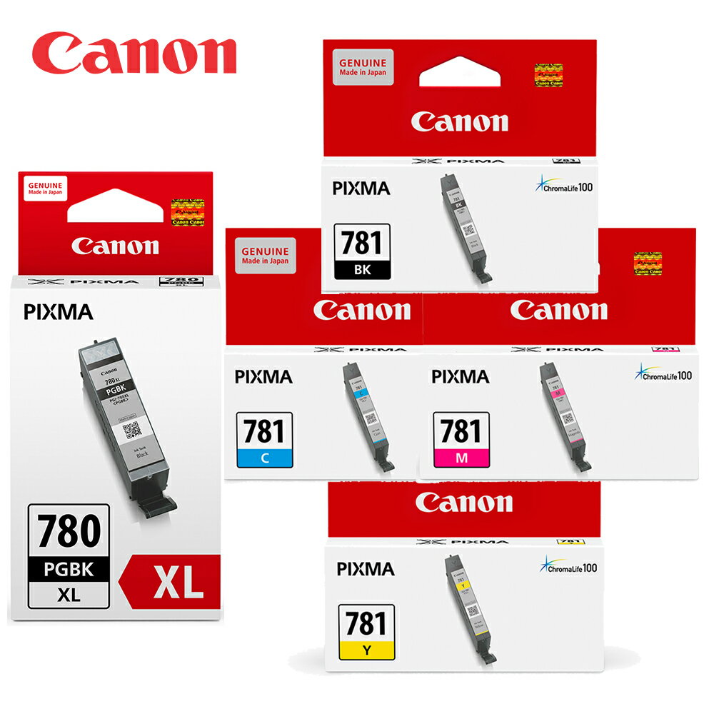 CANON PGI-780XL-BK+CLI-781-BK/C/M/Y 原廠墨水組合(2黑+3彩)