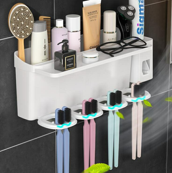 牙刷架 衛生間壁式牙刷置物架免打孔刷牙杯吸電動式套裝壁掛漱口牙具牙缸