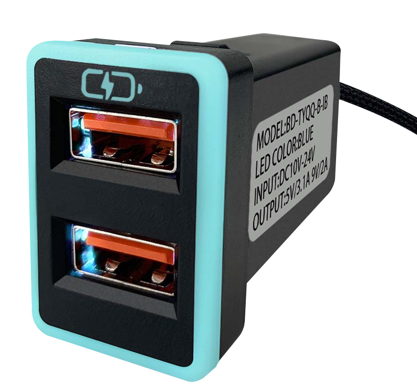 TOYOTA豐田崁入式車充 中型款雙USB 免挖孔3.0快充「附翹棒」 0