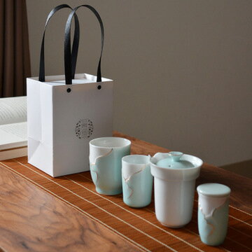 美琪 簡約時尚日式戶外便攜旅行陶瓷茶壺茶杯家用茶具套裝