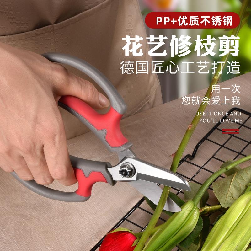 陽江不銹鋼直頭戴齒樹枝剪園林粗枝剪廠家批發花園花藝剪刀