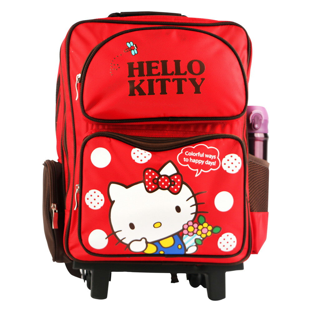 Hello Kitty 雙層三段式拉桿後背書包-紅色(ML0247)