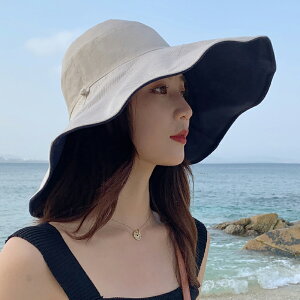 雙面漁夫帽女式夏季遮陽春秋防曬紫外線大帽檐遮臉四季款太陽帽子