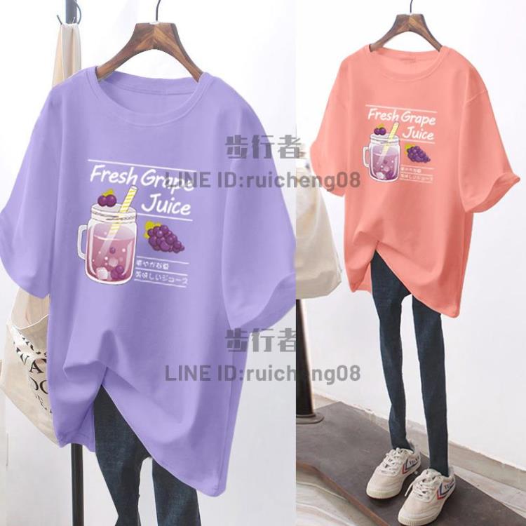 中長款短袖t恤女生潮超火韓版寬鬆半袖上衣服 M-2Xl【步行者戶外生活館】