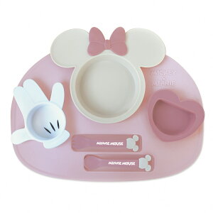 日本製 錦化成 迪士尼 造型餐盤 6件餐具組-粉紅米妮 兒童餐具＊夏日微風＊