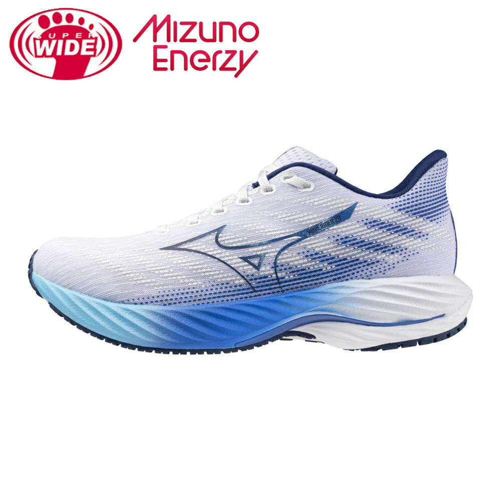 MIZUNO WAVE RIDER 28 男慢跑鞋 超寬楦 白藍 J1GC240401