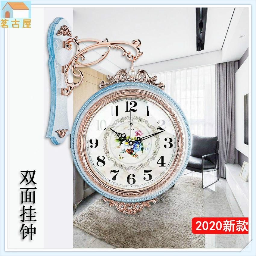 客廳家用創意雙面掛鐘 鐘錶掛鐘 豪華靜音石英鐘 歐式藝術雙面掛鐘 牆上歐式高檔雙面掛鐘 歐式雙面掛鐘 高端大氣鐘錶