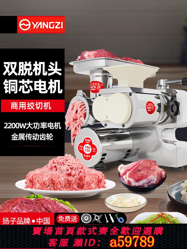 【臺灣公司 可打統編】揚子絞肉機商用電動不鏽鋼多功能切片切絲大功率碎肉灌香腸一體機