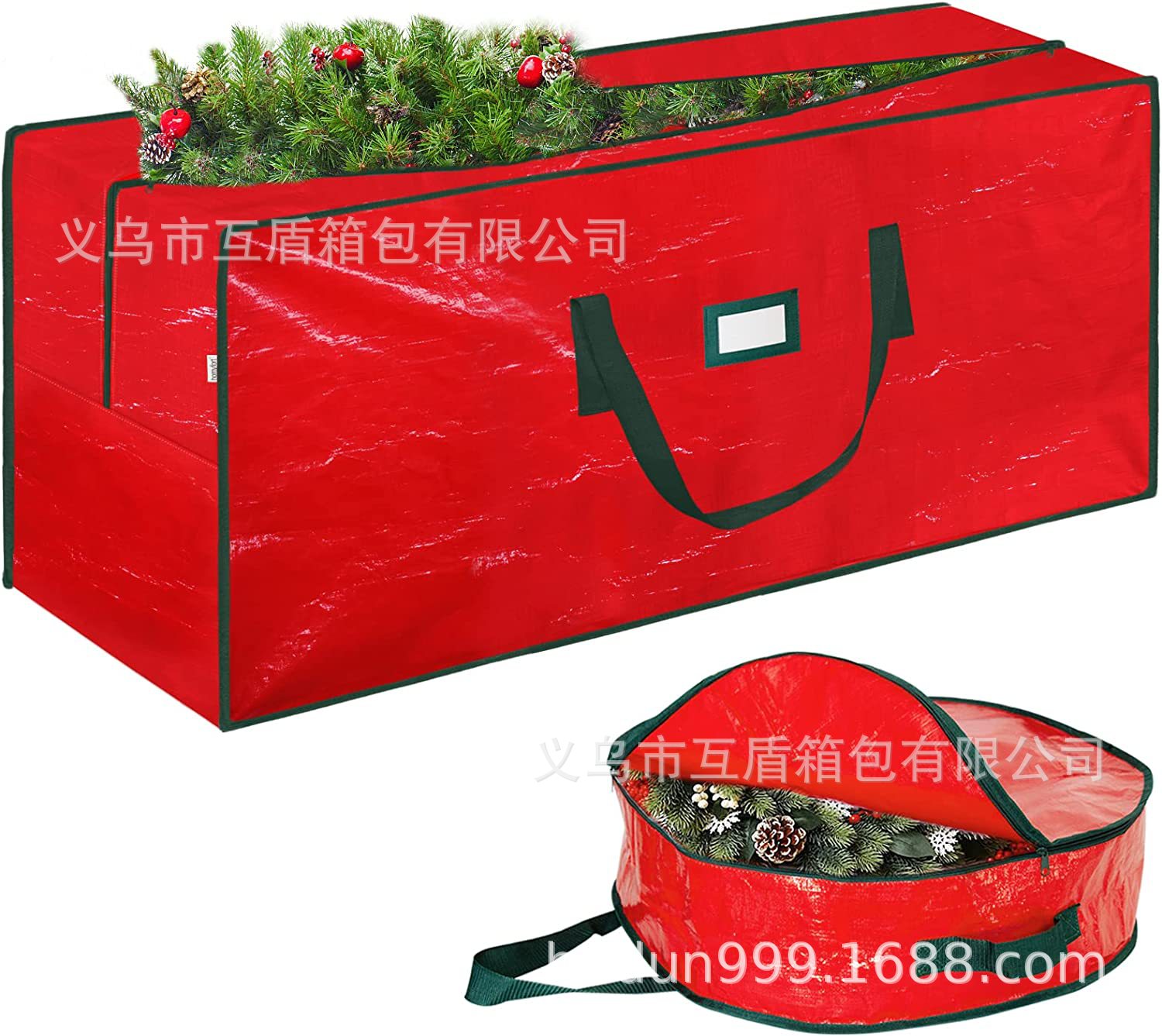 圣誕樹儲物袋和花環存儲容器 - 大型重型防水圣誕裝飾收納盒