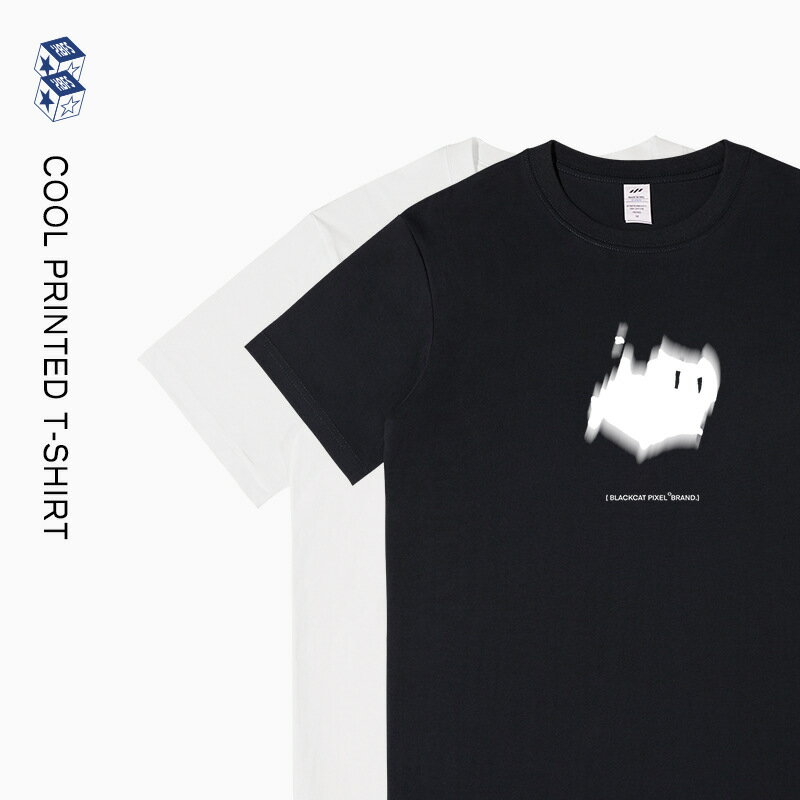 【喜挖】短袖t恤男動物卡通印花純棉圓領寬鬆半截袖夏季簡約休閒男裝上衣