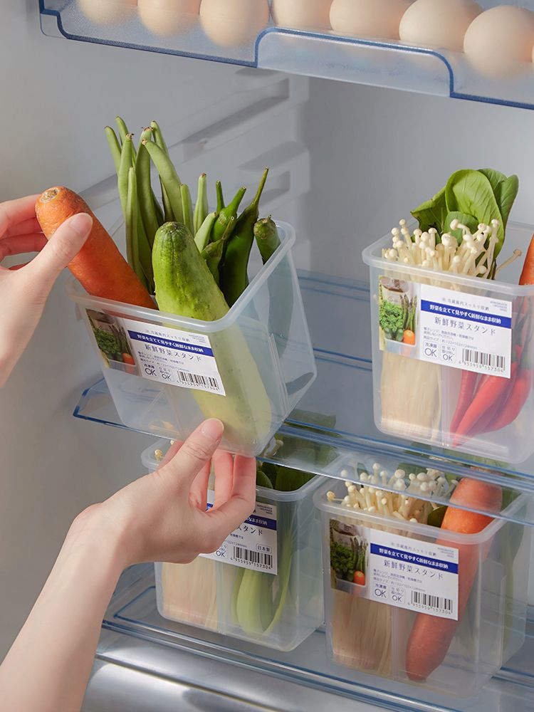 進口冰箱側門專用收納盒家用廚房塑料蔬菜水果分隔整理保鮮盒