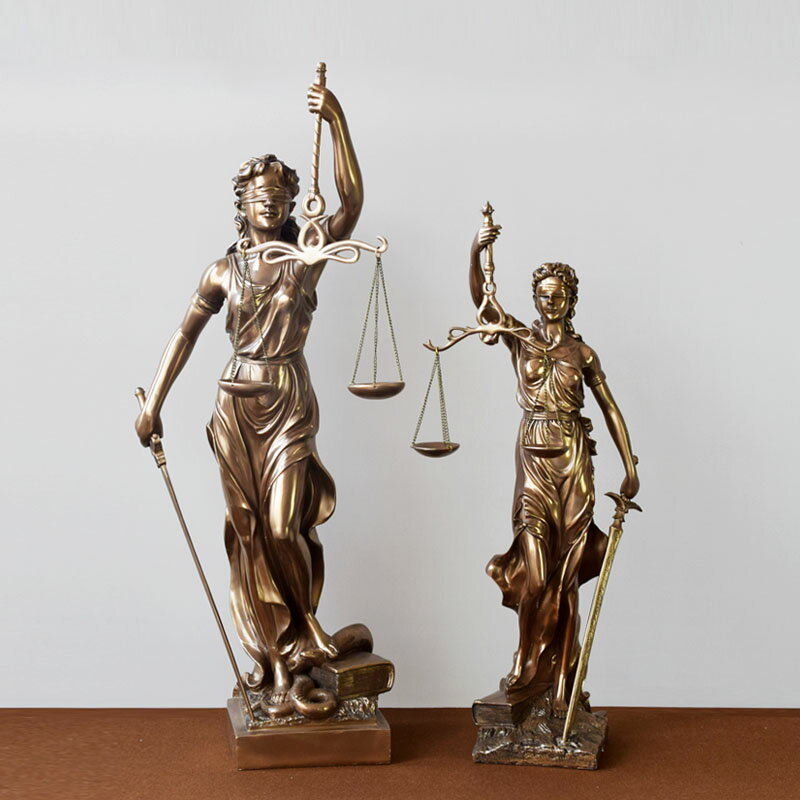 仿銅正義公平公正女神雕塑雕像司法院律師事務所天平法律擺件禮物