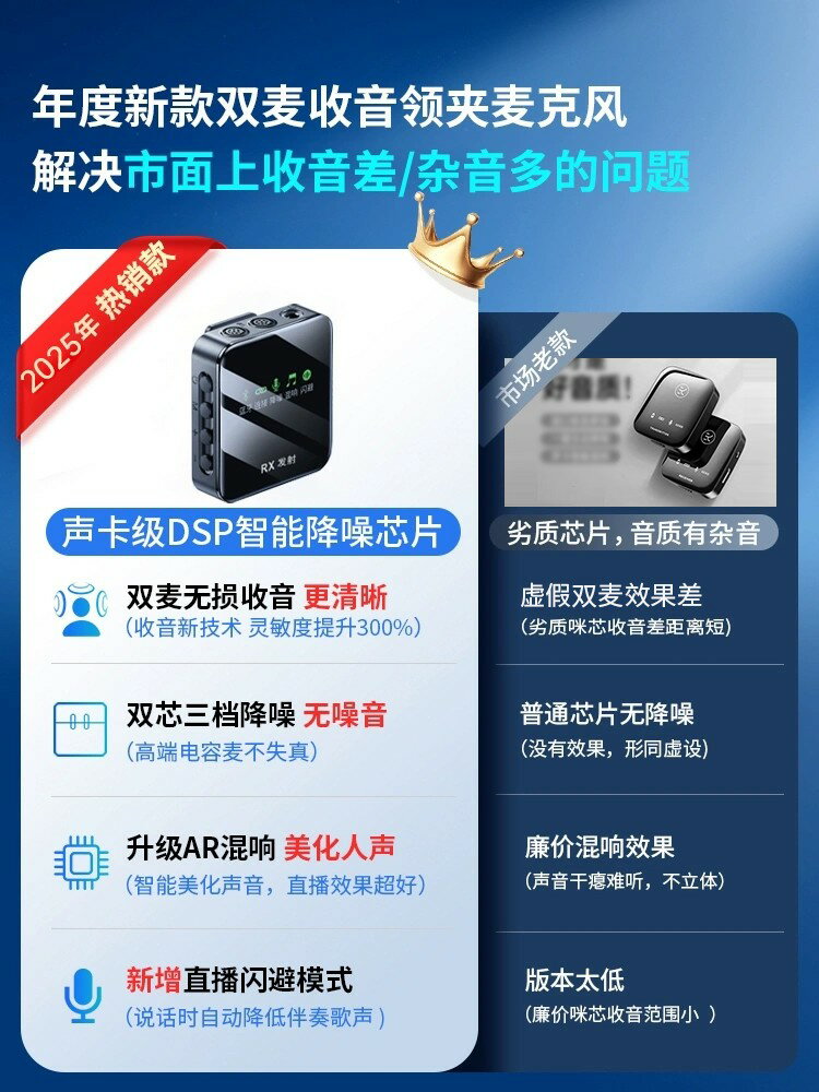 {臺灣公司貨 可打統編}無線麥克風領夾式收音麥錄音裝置夾領藍牙主播直播抖音手機拍視頻