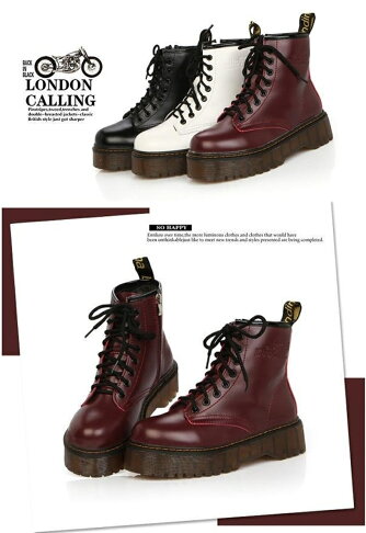 馬丁靴 鬆糕厚底休閒鞋 短靴 女鞋 中筒靴 靴子 軍靴 綁帶靴 厚底靴 櫻桃嚴選 0