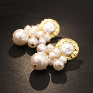 韓國珍珠耳環長款女合金氣質耳釘時尚歐美百搭耳墜寫真潮人首飾品