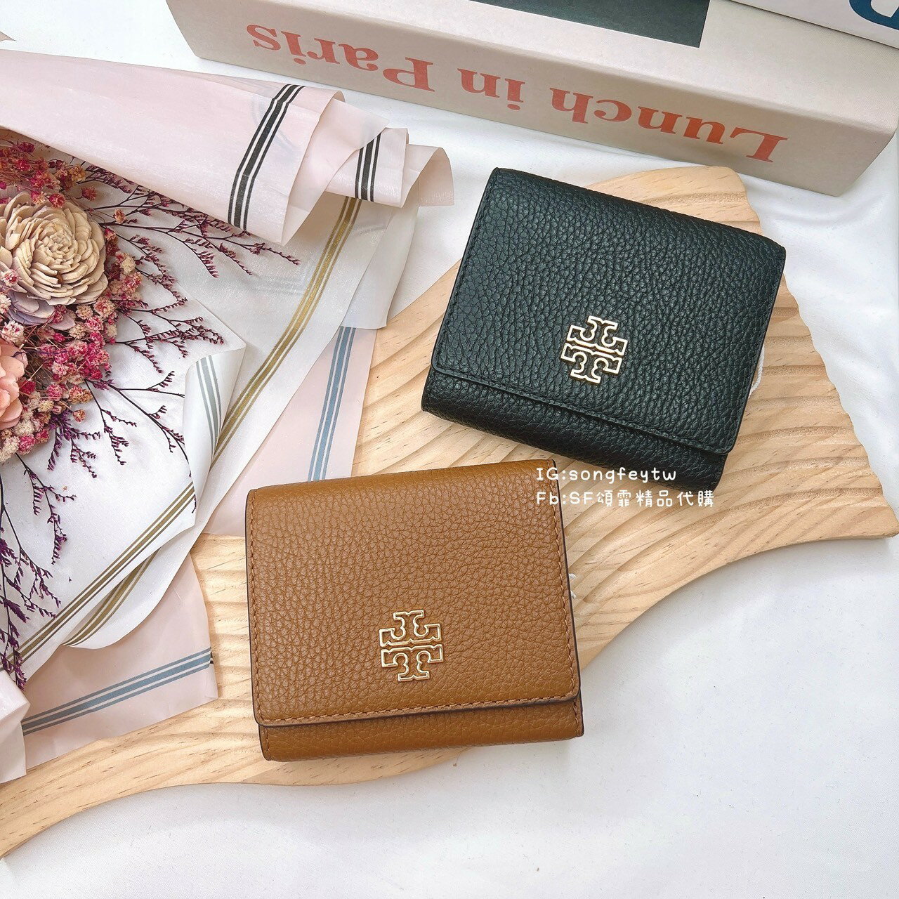 美國代購 臺灣現貨 Tory Burch 大金 logo 三折短夾