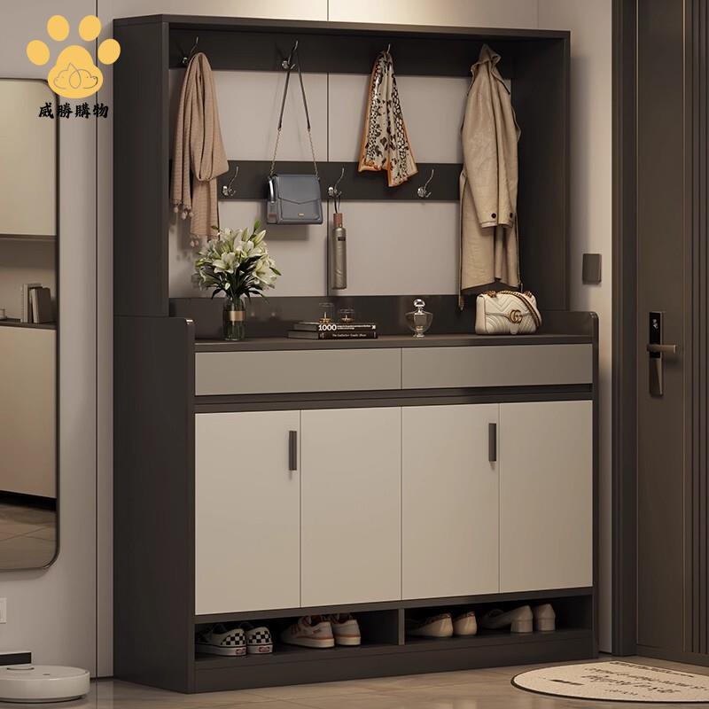 免運 快速發貨 鞋櫃 家用門口室內玄關櫃 入戶儲物櫃  大容量置物櫃 帶掛衣架一體鞋架【WS103】