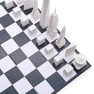 英國 Skyline 天空之城地標西洋棋-藍霞(摺疊棋盤) 倫敦 vs. 紐約