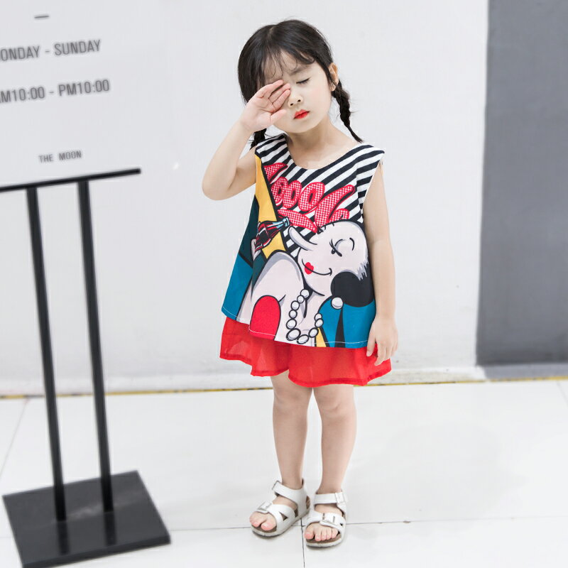 童裝女童夏裝新款洋氣套裝兒童韓版時尚背心短褲雪紡兩件套潮 5
