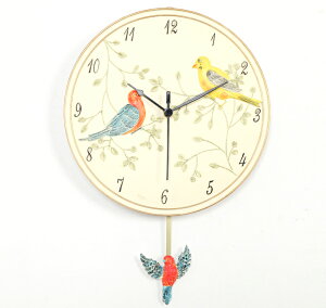可愛時尚創意掛鐘 超靜音小鳥家居裝飾品 兒童房 客廳 臥室壁鐘