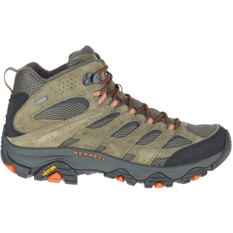 MERRELL MOAB 3 MID GTX 經典戶外中筒健行鞋 ML035791【野外營】男 橄欖綠/橘 登山鞋 1