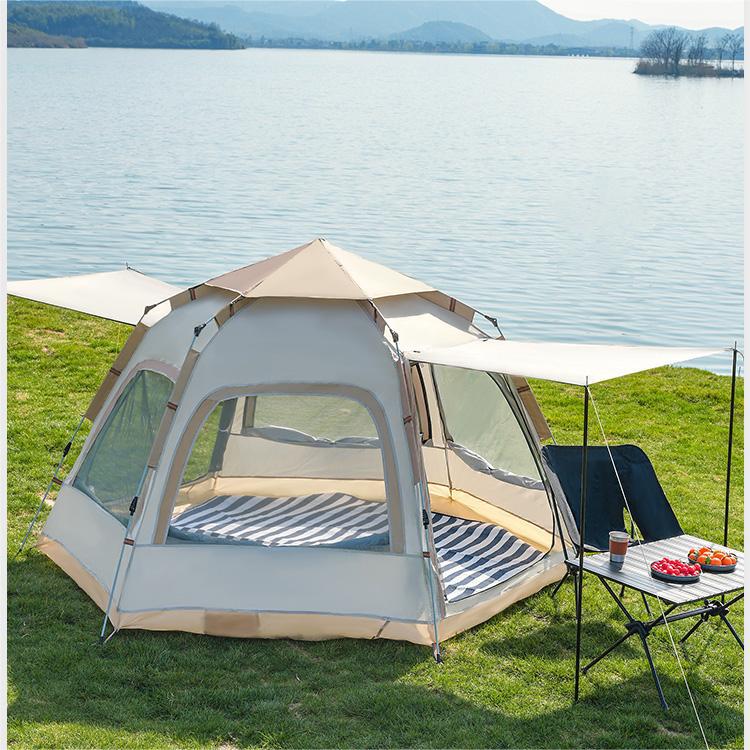 免運 開發票 六角帳篷戶外便攜式可折疊野外兒童露營裝備野餐野營全自動加厚