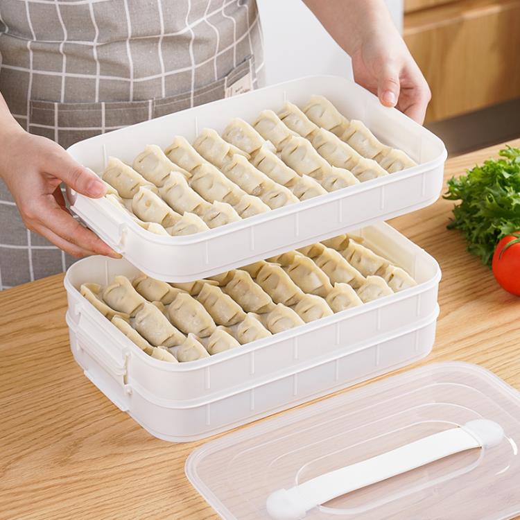 日本家用餃子盒凍餃子多層食品級速凍水餃盤冰箱收納盒大號多功能 全館免運