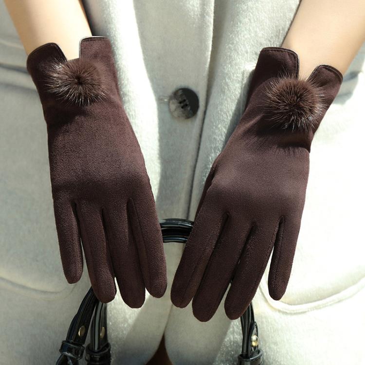 手套女冬季時尚韓版秋冬加絨保暖手套開車騎行戶外觸屏麂皮絨手套 雙11特惠