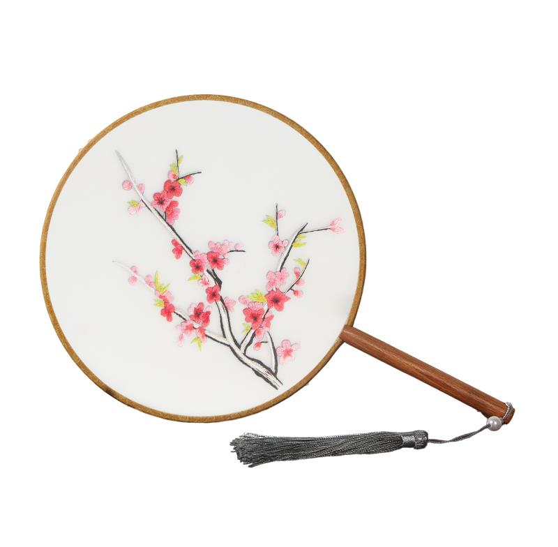 古風團扇初學者刺繡diy手工自繡材料包繡花製作扇子絲帶繡品蘇繡