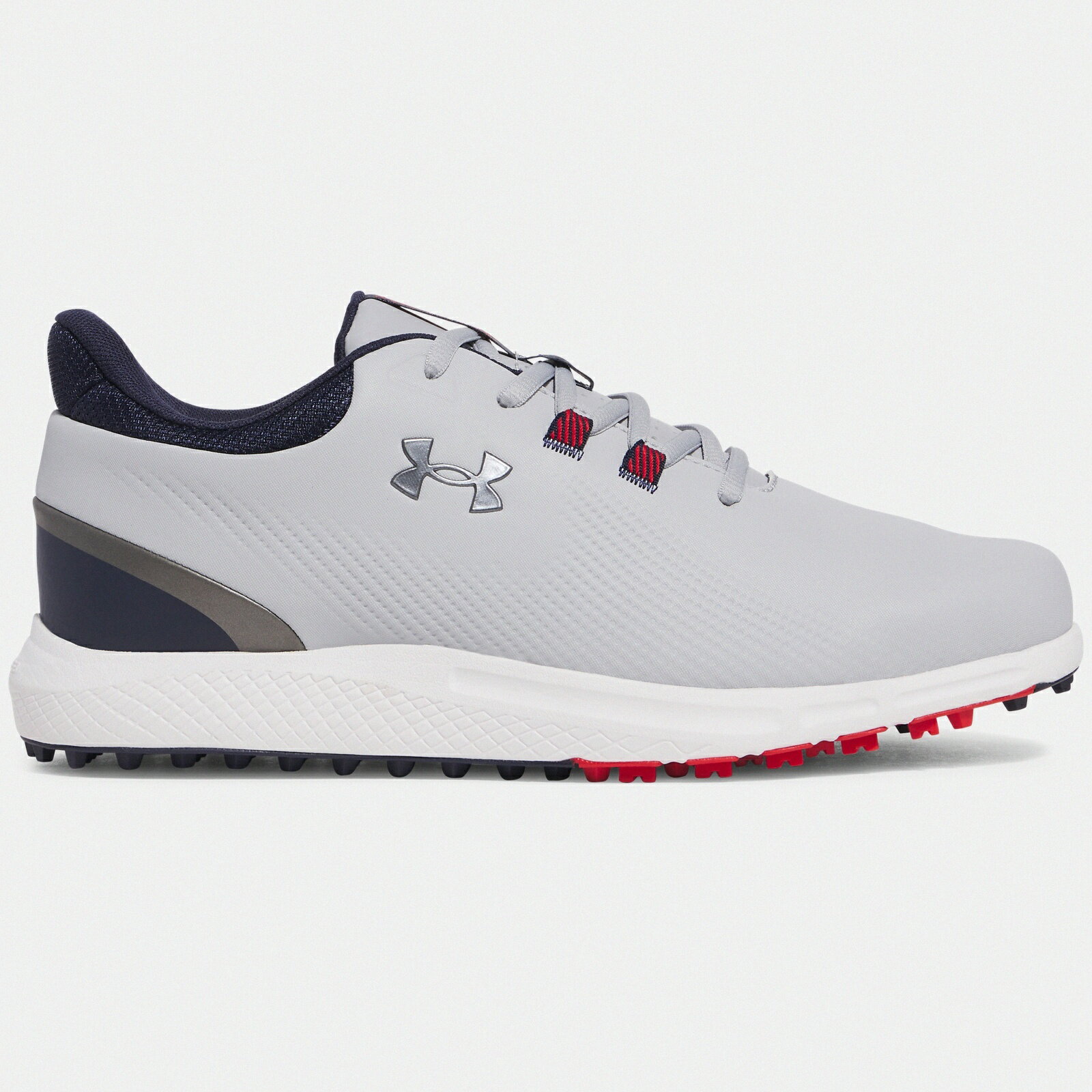 Under Armour UA 高爾夫球鞋 Drive Medal SL 寬楦 男鞋 灰 藍 無釘 高球 UA 3028240011