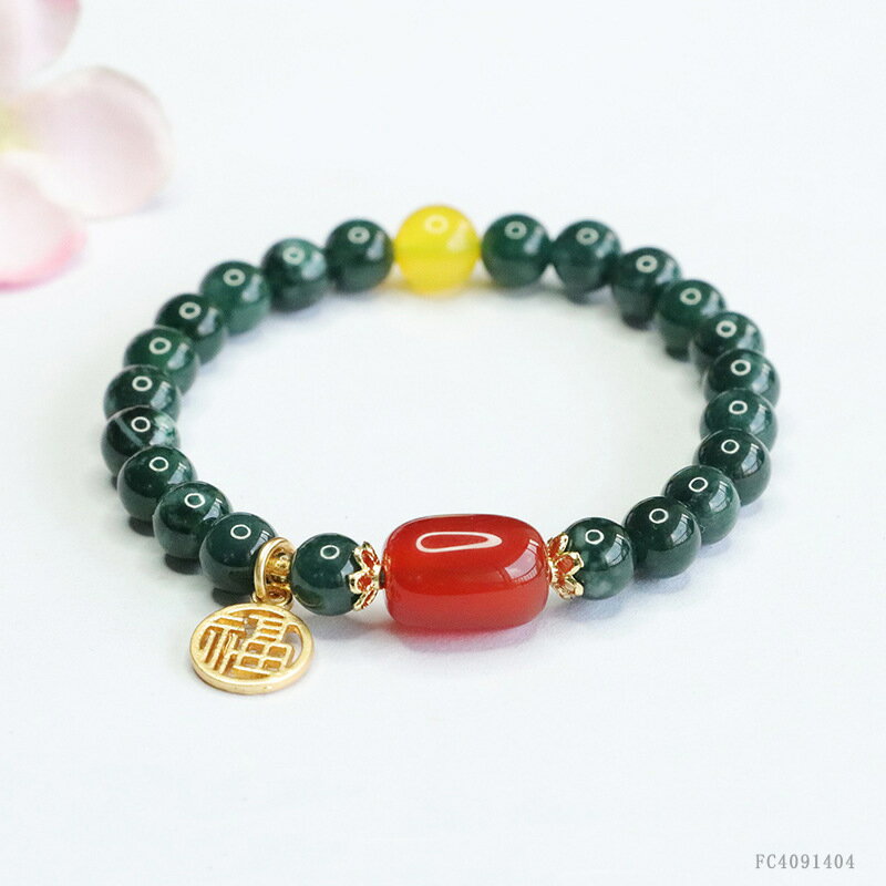 【現貨】眷鈺 天然A貨翡翠手串藍水玉石手鏈女國潮珠寶批發代發FC4091404【北歐家居生活】