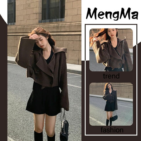 女裝 外套 韓系風 氣質上衣 韓版 女裝秋套裝設計感毛衣女新款秋季慵懶風別緻短款洋秋冬季女裝 治裝激推 0