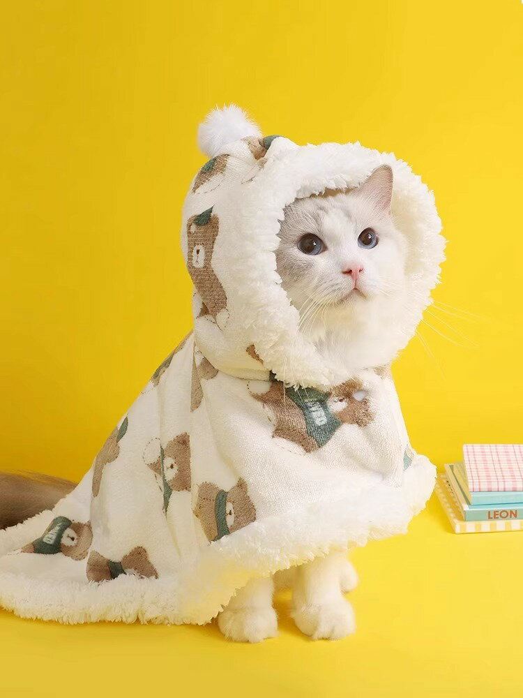 貓咪披風 秋冬季毛毯小奶貓布偶藍貓睡覺保暖被子狗狗披肩寵物斗篷【雲木雜貨】