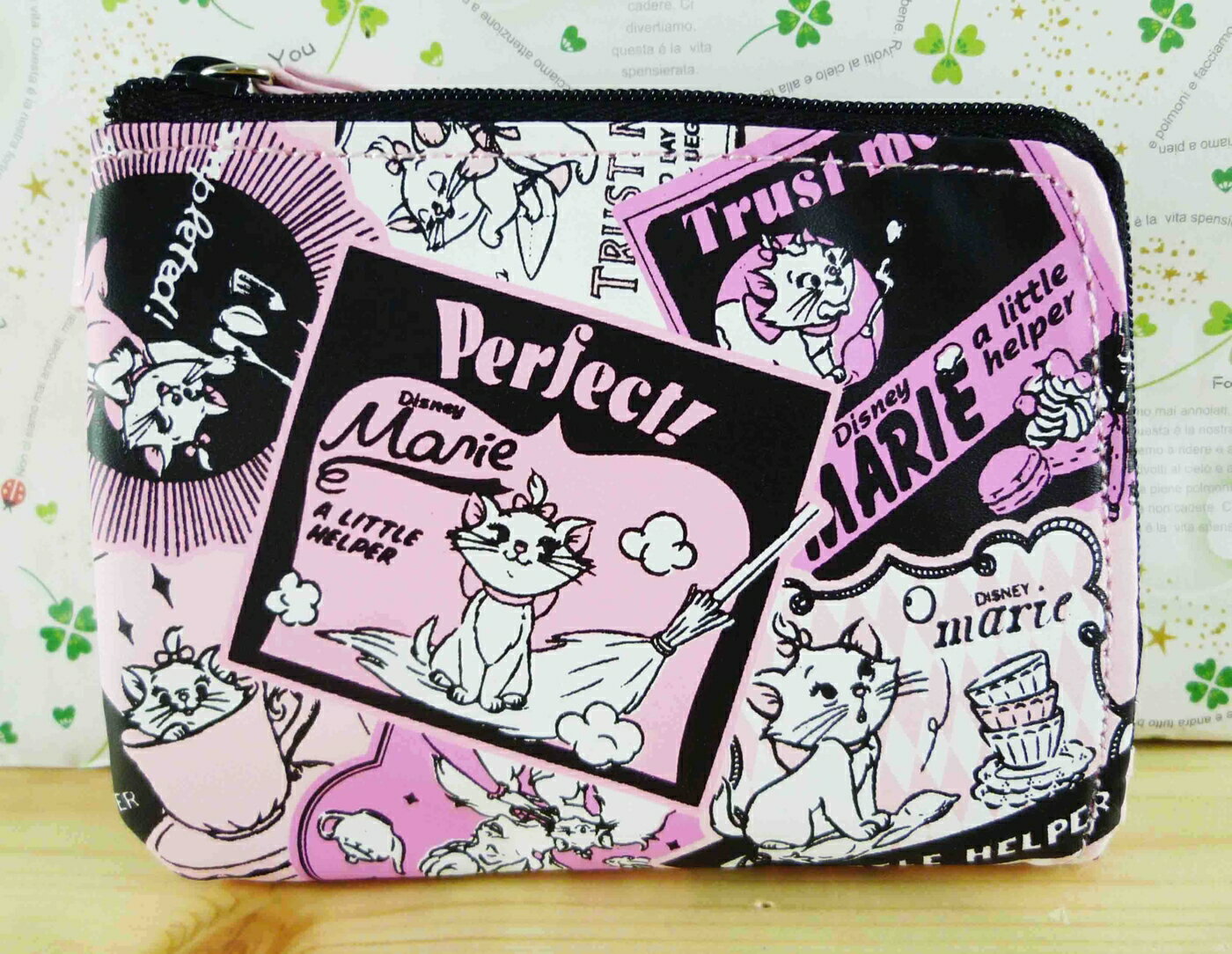 【震撼精品百貨】The Aristocats Marie 迪士尼瑪莉貓 證件零錢包-粉音符 震撼日式精品百貨