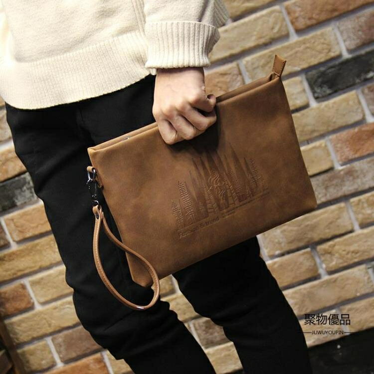 男士休閒夾包手拿包大容量信封包軟皮【聚物優品】