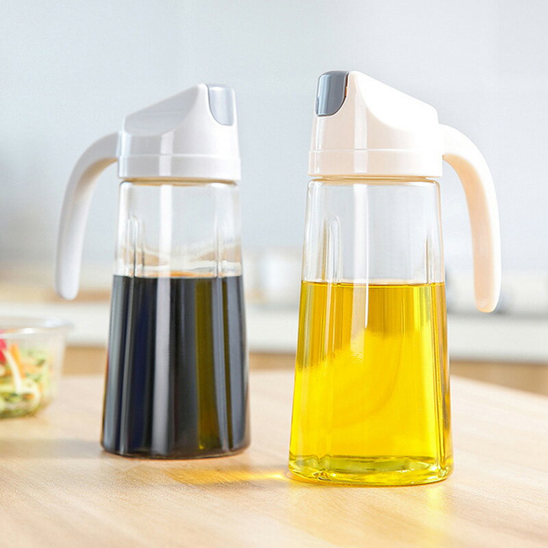 【滿299出貨】歐式自動開合玻璃油壺套裝防漏小油瓶家用廚房大容量調料瓶醬油罐