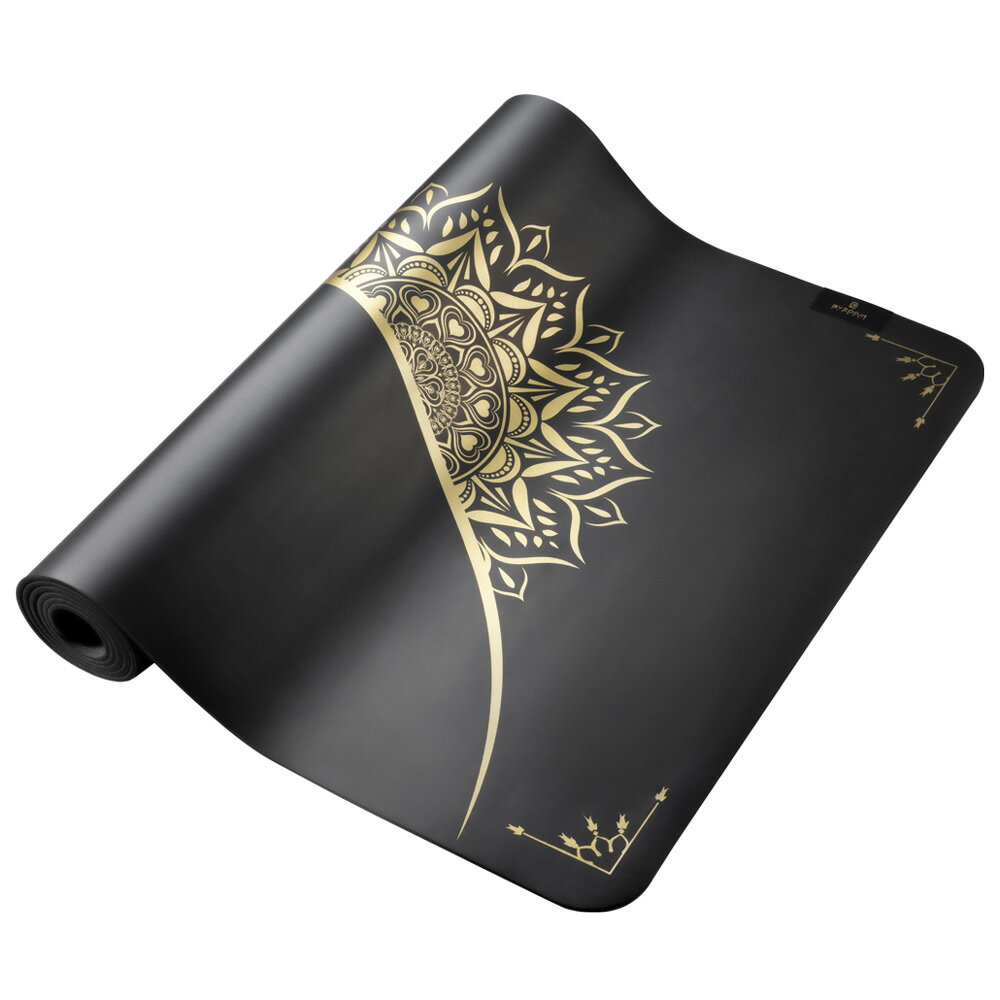 Byzoom Fitness PU天然橡膠瑜珈墊 5mm (黑 金)